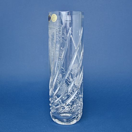 Crystal Hand Cut Vase - Thistle decor, 26,5 cm, Crystal Bohemia Poděbrady