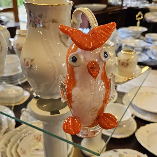 Owl glass weight 14 cm, GlasStar Bohemia Glass