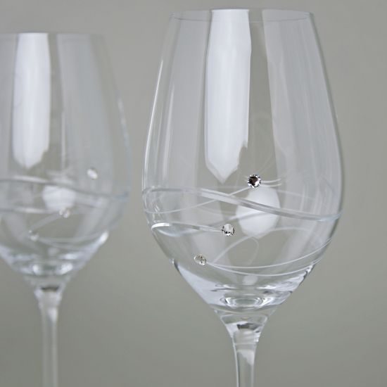 Spirála - Set 6 sklenic na bílé víno 350 ml, krystaly Swarovski, DIAMANTE