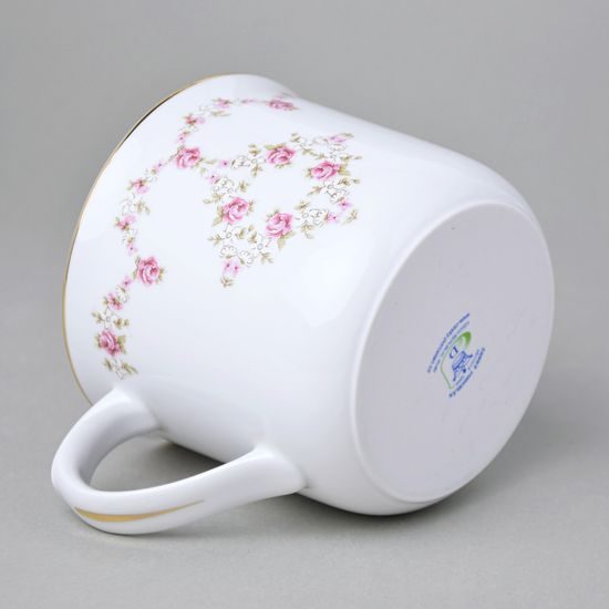 Hrnek vařák 650 ml růžičky + zlatá linka, Český porcelán a.s.