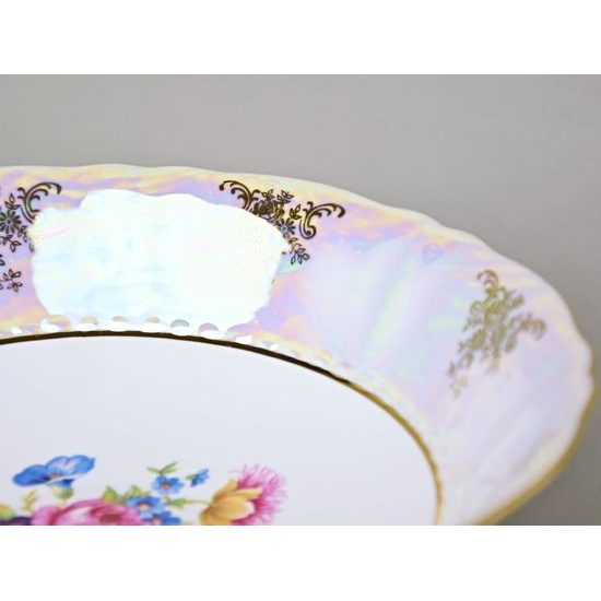 656: Fruit bowl footed h 16 cm, d 23 cm, Sonáta, flowers, Leander Loučky