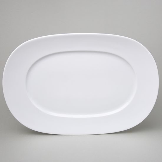 Dish ovla flat 37,5 x 25,5 cm, Thun 1794, karlovarský porcelán, Leon white