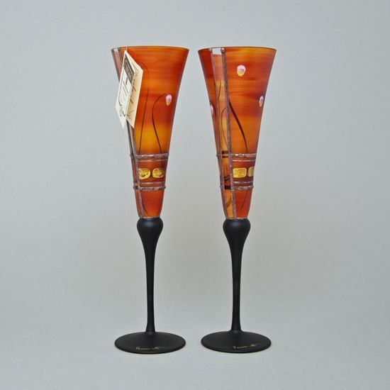 Studio Miracle: Champagne Glasses, 2 pcs. 180 ml, Hand-decorated by Vlasta Voborníková