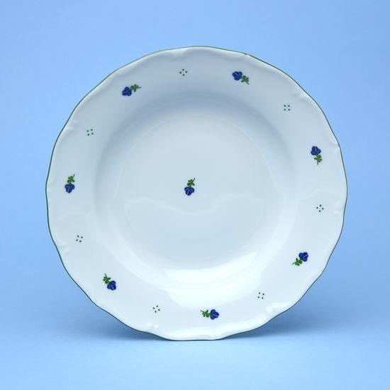 Talíř hluboký 24 cm, Verona modré kvítí + zelená, G. Benedikt 1882