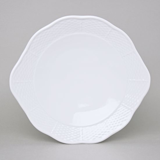 Plate cake with handles 27 cm, Thun 1794 Carlsbad porcelain, Natalie white