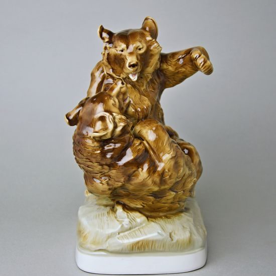 Medvědi 26,5 x 24,5 x 15 cm, Luxor, Porcelánové figurky Duchcov