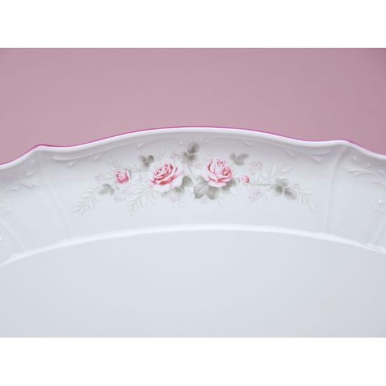 Pink line: Platter 40 x 31,5 cm, Thun 1794 Carlsbad porcelain, BERNADOTTE roses