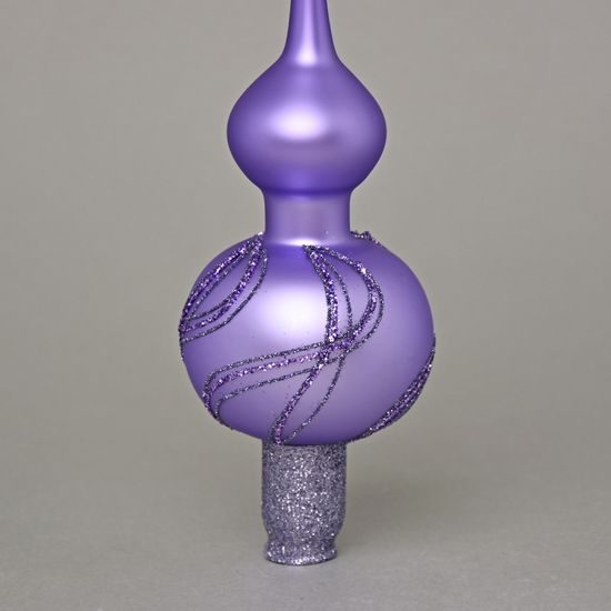 Christmas Tree Glass Tip 28 cm, Light Purple, Bohemian hand made Christmas decorations