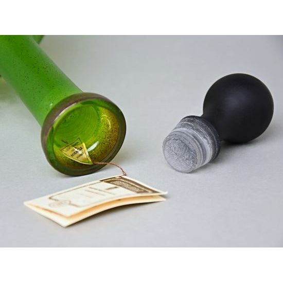 Studio Miracle: Dekantér / karafa zeleno-hnědá, 32,5 cm, ruční dekorace Vlasta Voborníková