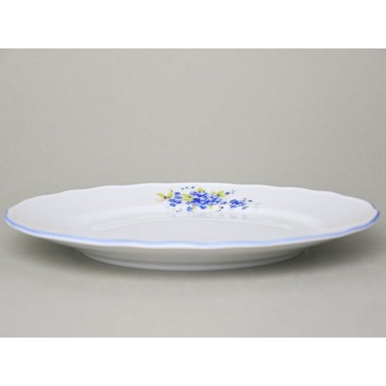 Talíř mělký praporový 26 cm, pomněnky, Český porcelán a.s.