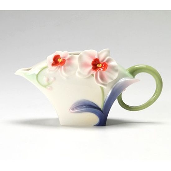 Graceful orchid design sculptured porcelain creamer 9 cm, Porcelain FRANZ