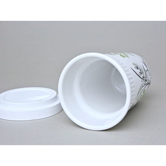 Šálek ToGo 300 ml, Zeleno - černé kvítí, Benedikt dvoustěnka