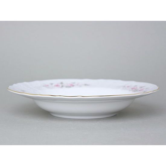 Gold line: Plate deep 23 cm, Thun 1794 Carlsbad porcelain, BERNADOTTE roses