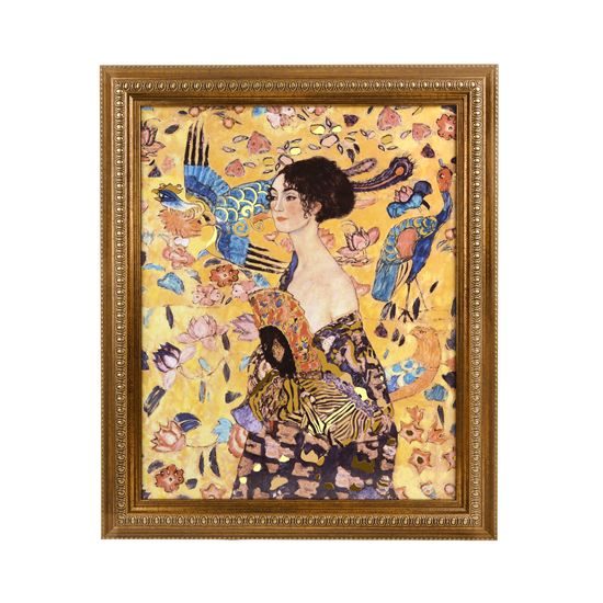 Picture Lady with fan 49.5 / 4 / 59.5 cm, porcelain, G. Klimt, Goebel