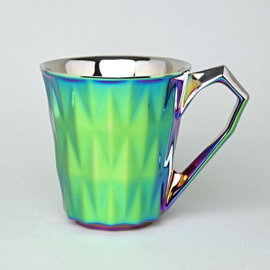 Hrnek Maxi Diamond Titanum, zeleno duhová a platina, 550 ml, porcelán Goldfinger