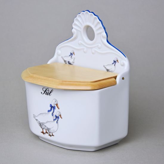 Slánka závěsná s dřevěným víčkem, 700 ml, Český porcelán a.s., husy