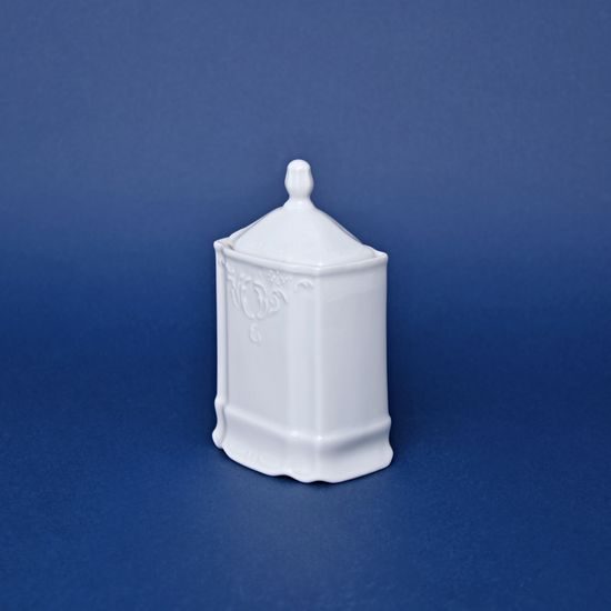 Spice box 150 ml, 12,4 cm, Thun 1794 Carlsbad porcelain, BERNADOTTE white