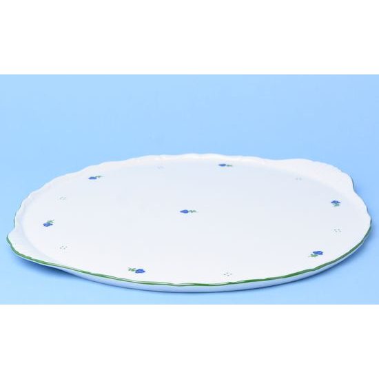 Cake plate with handles 31 cm, Verona blue flowers + green, G. Benedikt 1882