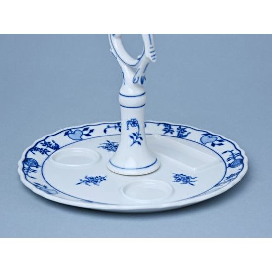 Podnos kulatý s porcelánovým klíčem 21 cm (na slánku, pepřenku, párátník), Cibulák, originální z Dubí