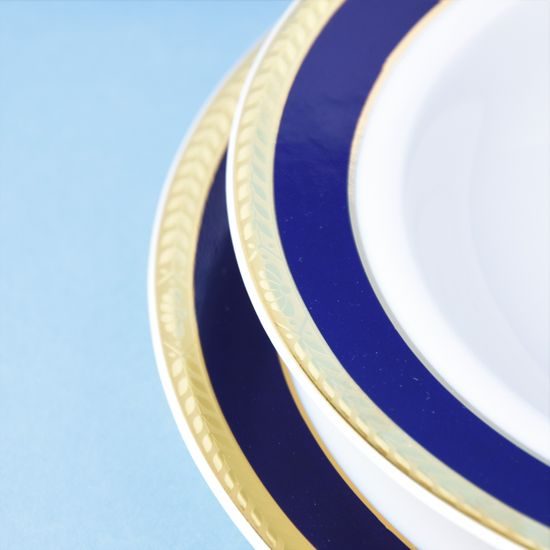 Plate set for 6 persons, Sabina, cobalt blue plus gold, Leander 1907