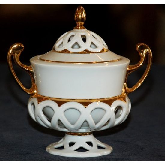 Sugar bowl, Byzant 404b white + gold, Rose China Chodov