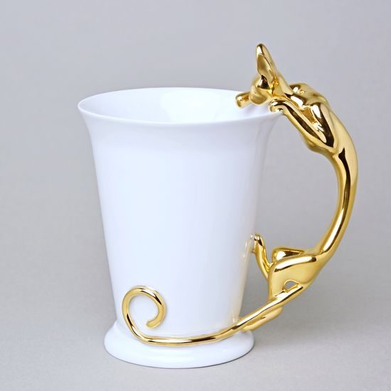 Mug Sphinx with a Cat, 400 ml, Gold, Goldfinger porcelain