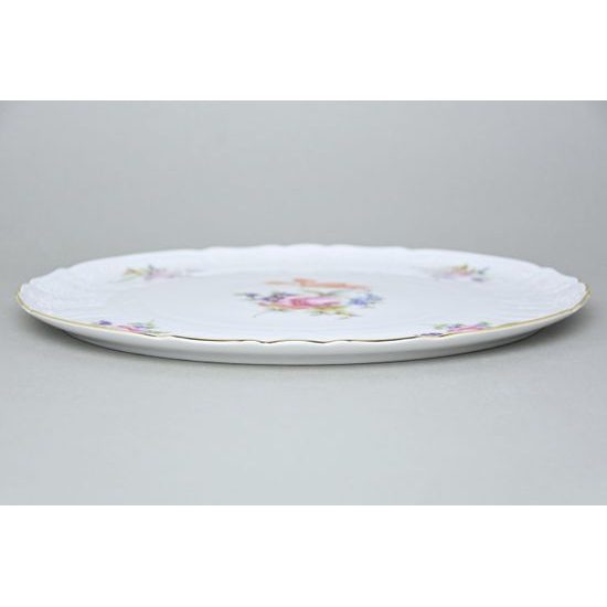 Cake plate 32 cm, Thun 1794 Carlsbad porcelain, BERNADOTTE Meissen Rose