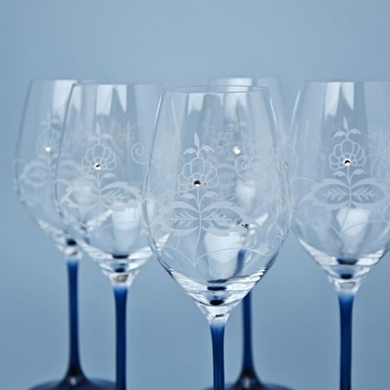 Celebration - Set of 6 Cut Wine Glasses 360 ml, Onion Pattern + Swarovski Crystals