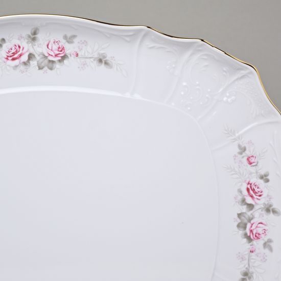 Gold line: Platter 40 cm, Thun 1794 Carlsbad porcelain, BERNADOTTE roses