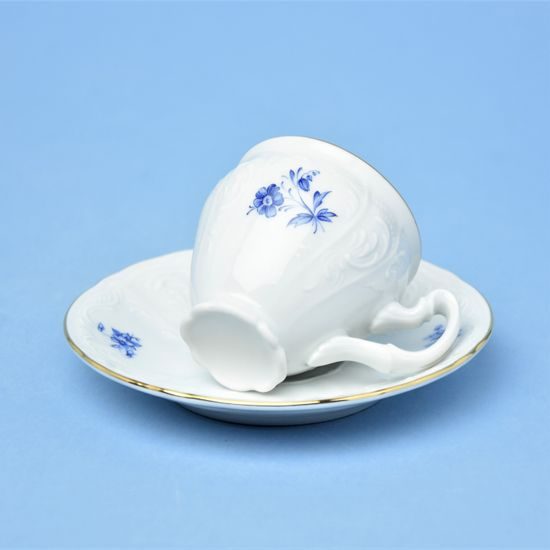 Cup and saucer Espresso 75 ml / 12 cm, Thun 1794 Carlsbad porcelain, BERNADOTTE blue rose