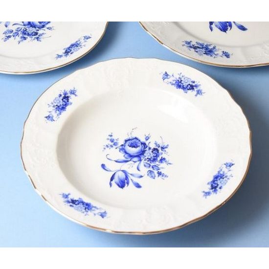 Plate deep 23 cm, Thun 1794 Carlsbad porcelain, BERNADOTTE blue rose