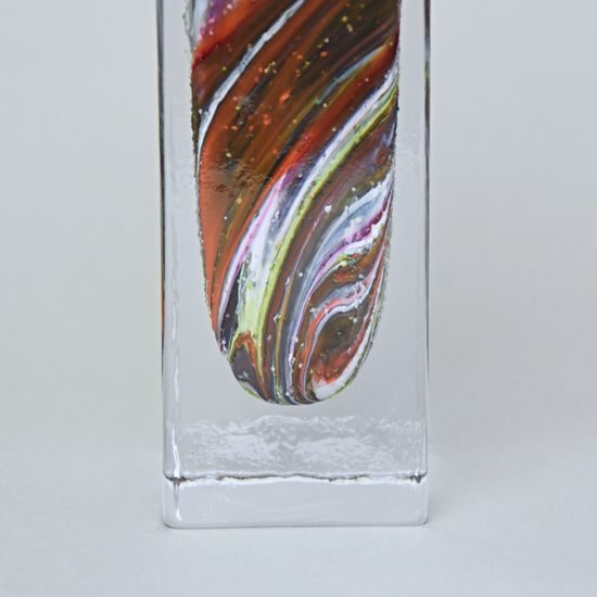 Váza čtyřhranná svítící 19 cm, kolekce Vánoce, hutní sklo, ruční práce, Vendula Zámečníková