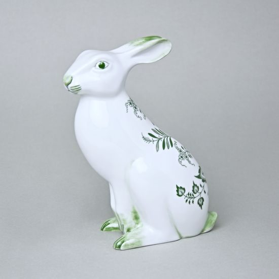 Zajíc sedící 17 cm, Cibulák zelený, originální z Dubí