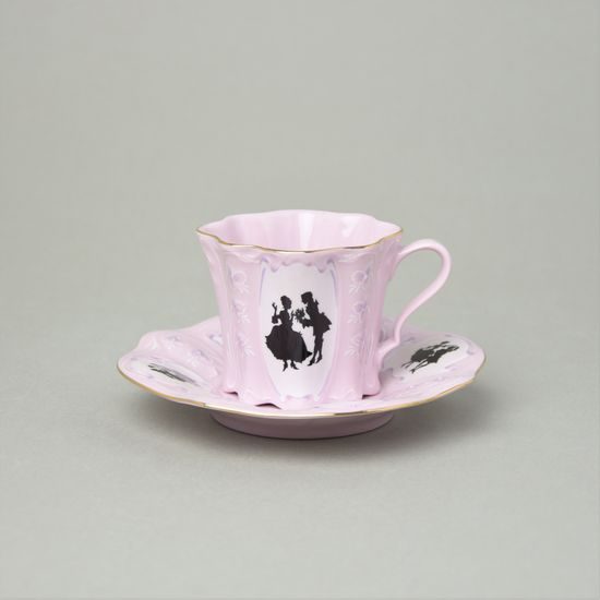 Šálek 100 ml a podšálek mocca 13 cm, Olga 418, Růžový porcelán z Chodova