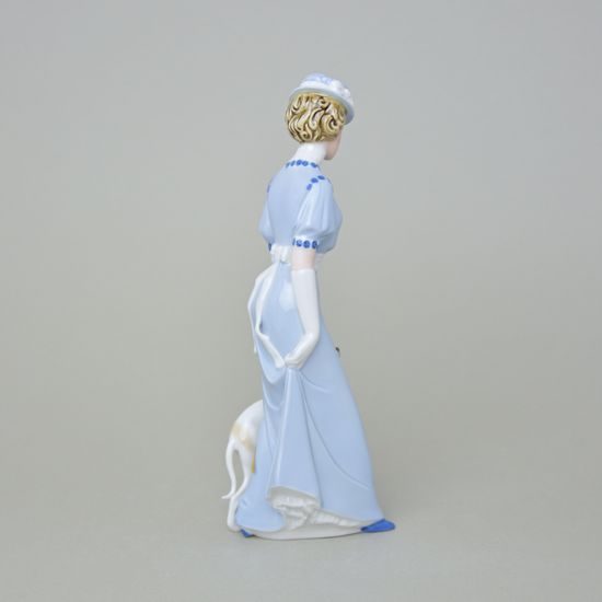 Lady with Greyhound 7,5 x 9 x 24 cm, Luxor, Porcelain Figures Duchcov