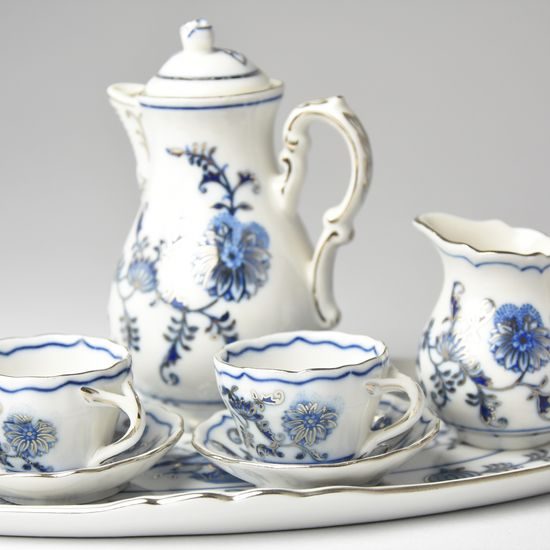 Kávová souprava mini, cibulák s platinou, Český porcelán a.s.