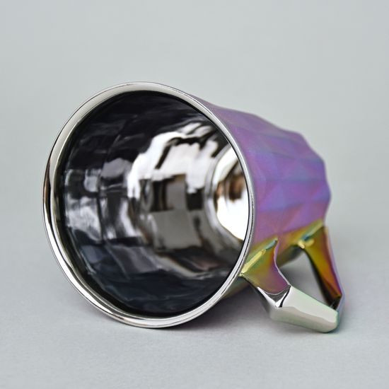 Mug Diamond Rainbow Titan MATTE, Rainbow colors + Platinum, 250 ml, Goldfinger porcelain