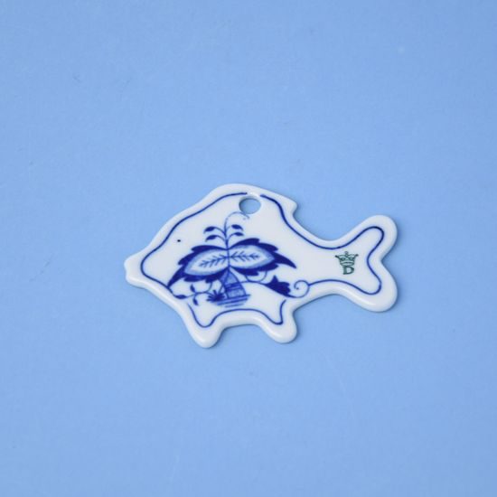 Christmas decoration - Fish - flat 8 cm, original Blue Onion pattern