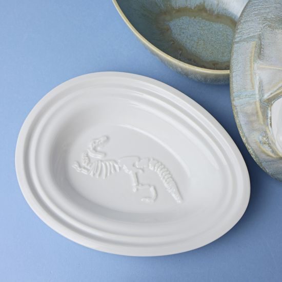Originální dětská jídelní souprava DINO SET - JEDNOBAREVNÝ (náhodný výběr dekoru), porcelán Goldfinger