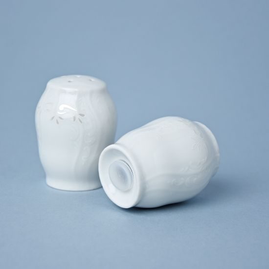 Frost no line: Salt and pepper shakers, Thun 1794 Carlsbad porcelain, BERNADOTTE