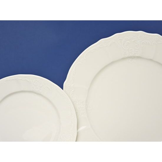 Plate set for 6 persons 27 cm dining plate, Thun 1794 Carlsbad porcelain, BERNADOTTE ivory