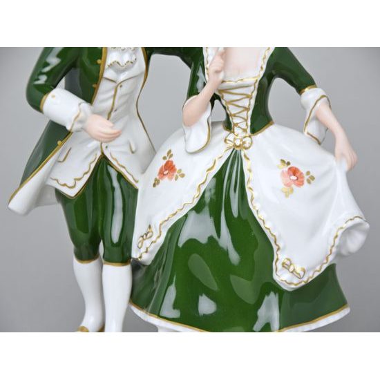 Couple - Rococo 16,5 x 12 x 21 cm, Color - Green, Porcelain Figures Duchcov