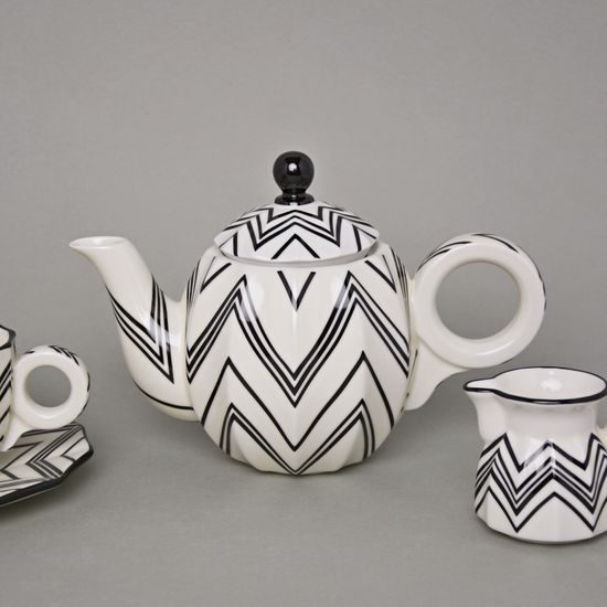 Tea / Coffee Set for 2 pers., Šárka Zig-Zag, Goldfinger porcelain