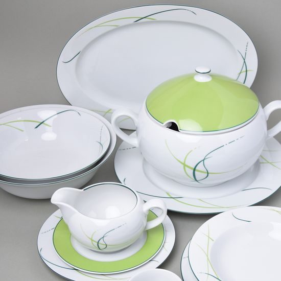 Dining set for 6 persons, Thun 1794 Carlsbad porcelain, OPAL grass