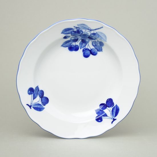 Plate deep 24 cm, Český porcelán a.s., blue cherry
