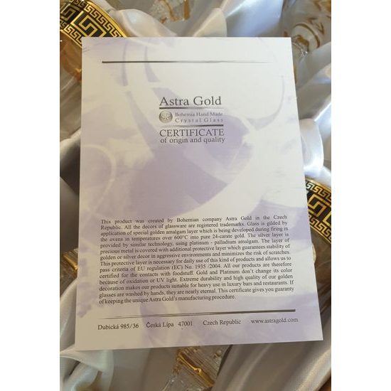 Astra Gold: Sklenice na víno 230 ml, křišťál + zlato, Provenza, Antique Golden Black dekor