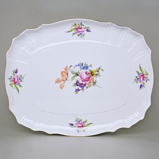 Podnos čtyřhranný 40 cm, Thun 1794, karlovarský porcelán, BERNADOTTE míšeňská růže