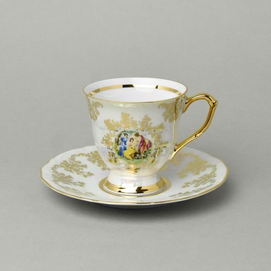 Cup coffee 170 ml + saucer 16 cm, The Three Graces + gold, Royal Czech porcelain