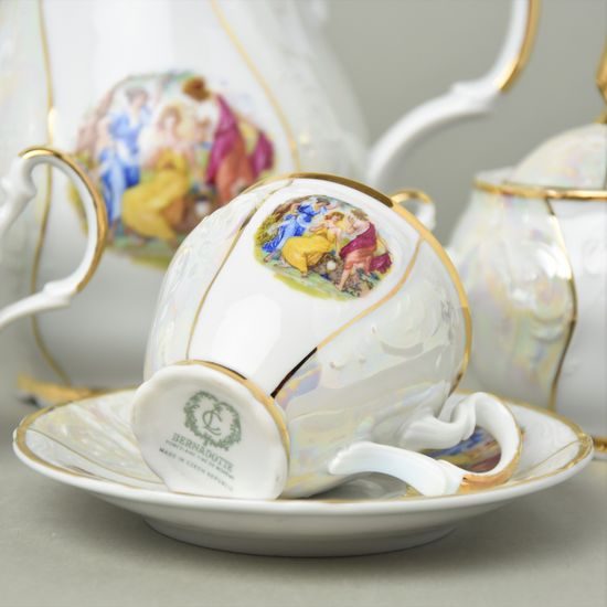 The Three Graces: Coffee set for 6 persons, Thun 1794 Carlsbad porcelain, BERNADOTTE