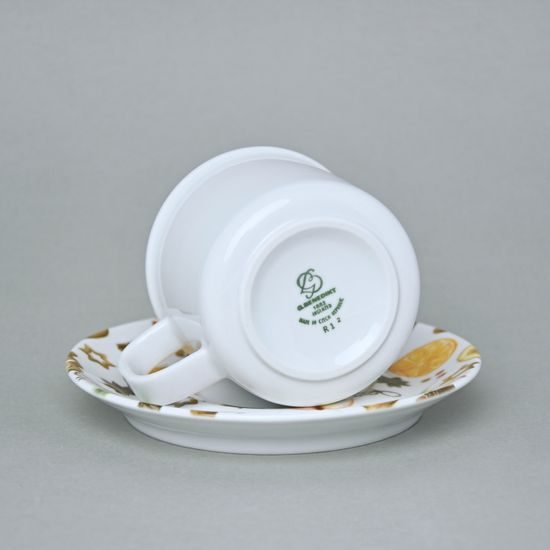 Hrnek Retro 180 ml + podšálek 14 cm, vánoční perníček a pomeranč, G. Benedikt 1882